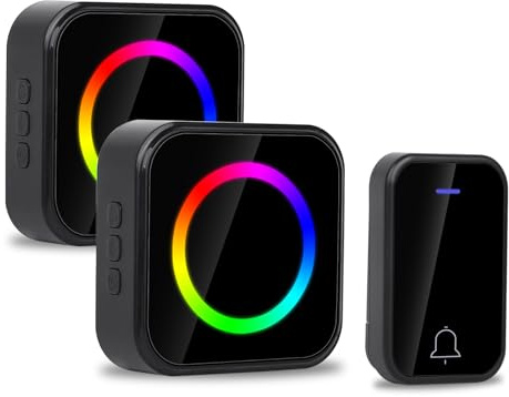 CNBINGO Funkklingel,Türklingel Funk Set ohne Batterie,Türklingel Aussen Wasserdicht Kabellose Türklingel mit LED-Blitz, 4 Lautstärkestufen, 63 Melodien,Ring Doorbell