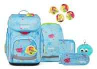 ergobag Schulranzen-Set cubo Bundle Set Bärhext - Blau | Ergonomischer Schulrucksack Klassisch, 6-teilig, für die 1. Klasse Grundschule, ideal für den Schulstart