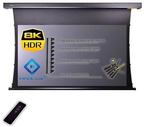 HiViLux UST Tension CLR/ALR Écran de projection moteur double tension pour vidéo-projecteur ultra courte distance/laser TV : HiViPrism Cinema HDR contraste élevé/8K/4K/3D (150 16:9 Image : 332 x 187