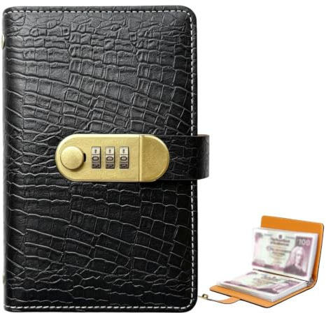 Money Saving Wallet with Combination Lock, 100 Envelopes Saving Challenge | (50sheets/100pages), Money Budget Binder for Cash, Card, Receipt