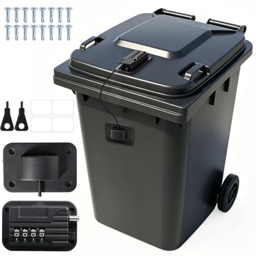 2 x Wheelie Bin Lock with Combination Lock for Wheelie Bins 60-360 L No Drilling Required | Wheelie bin lock with combination lock, wheelie bin lock, no drilling, protects against foreign waste and animals, waterproof