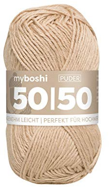 myboshi 50/50-Ganzjahres-Wolle aus Baum- und Merinowolle, für Oberbekleidung geeignet, Mulesing-frei, hochwertiges Häkel-/Strickgarn, 50g, Ll 110m Rosa (Puder), 1 Knäuel