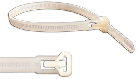 Gocableties 100 Pack of 200mm x 7.6mm Reusable Cable Ties, Heavy Duty White/Natural Releasable Cable Ties, 12 Premium Tie Wraps, Strong Nylon Zip Ties