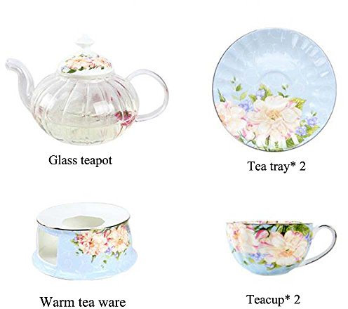 LWR Tetera Taza de Cristal Set Continental Calefacción Juego 1 * Tetera Taza y platillo 2 * 2 * Juego de Taza de té