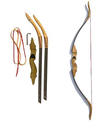 SHARROW 30-50lbs Bogenschießen Take-down Recurve Bogen 54 Zoll Traditioneller Langbogen Holzbogen für Erwachsene (45lbs)