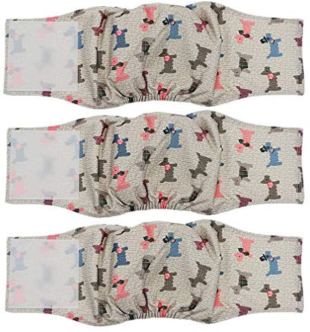 Amaliy Wiederverwendbare Hundewindeln für Rüde (3 Stück) - Haltbare & Waschbare Windeln für Hunde, Welpen, Haustiere (L(Taille: 45-54cm))