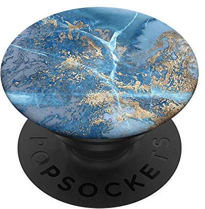PopSockets Faux-Gold-Blue-Marble-Effect Blu-Marbled-Design PopSockets PopGrip: Swappable Grip for Phones & Tablets