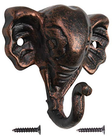 Garderobenhaken, Huthaken, Vintage, Schmiedeeisen, Wandmontage, Schrauben im Lieferumfang enthalten, Wandhaken (Elefant)