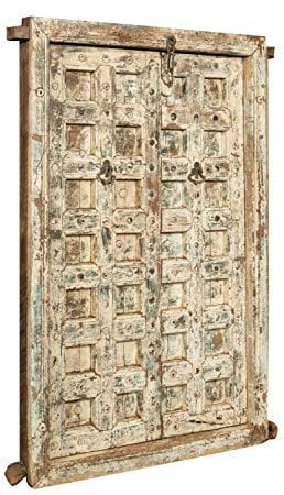 Biscottini Puerta medieval de madera de teca, 135 x 20 x 190 cm, color marrón