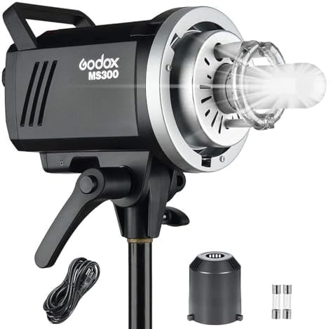 Godox MS300 Studio Strobe Flash 300Ws 220V 2.4G Wireless GN58 5600K Bowens Mount Monolight mit 150W Modellierlampe, Hervorragende Ausgangsleistung, Anti-Preflash, 0.1-1.8 S Recyclingzeit