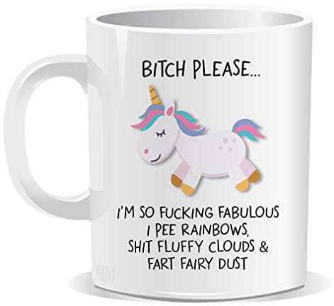 B**** Please I’m so F**King Fabulous Unicorn Mug Rude Sarcastic Humour Novelty Funny Birthday Gift Office Men Women Tea Coffee Perfect Mugs®