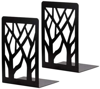 Book Ends, Bookends for Book Shelves, Non-Slip Book End Supports for Heavy Books, Decorative Tree Unique Design Book Holder, Metal Bookend for Office School Library (1 Pair)