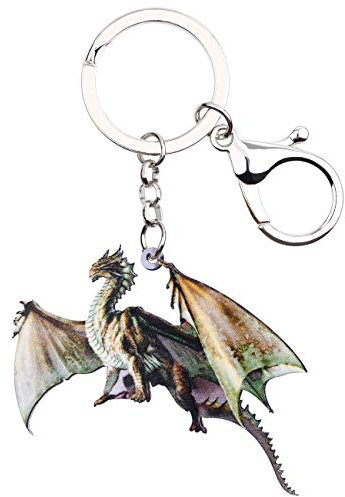 WEVENI Acrylique Dinosaure Dragon Porte-clés Porte-clés Voiture Sac À Main Bijoux pour les Femme Adolescentes (Vert)