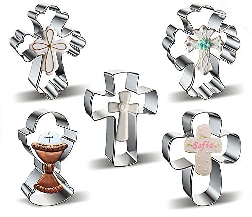 Belons 5 Stücke Kreuz Ausstechformen Set, Ostern Kreuz Ausstecher Plätzchenformen für Keks Fondant Gebäck Glasur Tortendeko Kuchendeko DIY Backen, aus Edelstahl