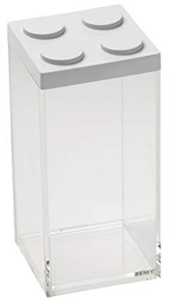 OMADA Contenitore Mattoncino per Alimenti da 1,5L con Coperchio Impilabile | Barattolo Rettangolare Alto 10x10x H20 cm, Contenitore Trasparente, Ideale per Dispensa, Collezione Brickstore