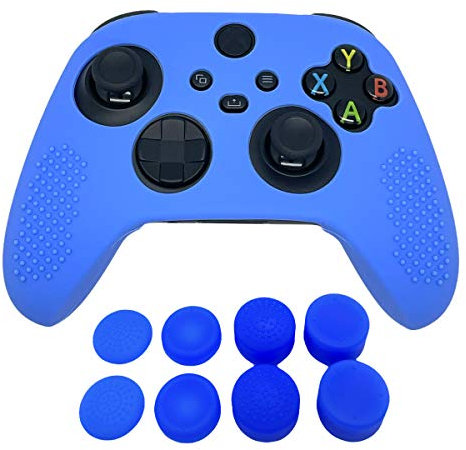 ExtremeGripPro Texture Schutzhülle für Microsoft Xbox Series X S Controller mit 8 Verlängerungsgriffen, Blau