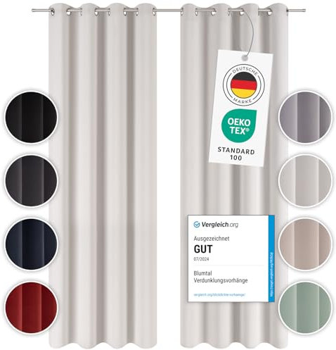 Blumtal - Set di 2 tende oscuranti – Tenda termica isolante anti freddo – Tenda oscurante con occhielli – Tenda per finestra, 132 x 215 cm, Moonlight Grey – Grigio