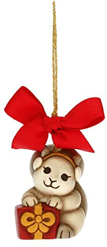 THUN - Weihnachtsschmuck Eichhörnchen mit kleinem Geschenk - Keramik - Weihnachtslinie - Wohnzimmer, Dekoration des Hauses - 4,2 x 3,8 x 5 cm h