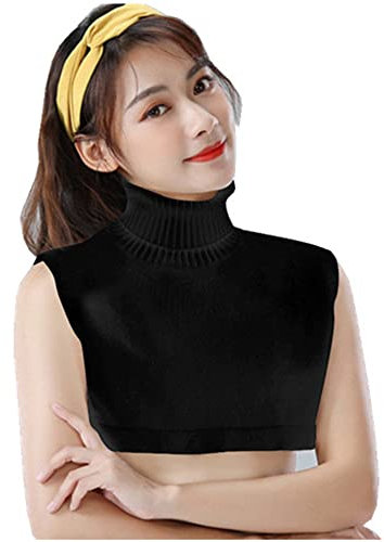 Berax Damen Kragen Universal Abnehmbare Elegant Rollkrageneinsatz Krageneinsatz Strick Strickkragen (Schwarz-Rollkragen)