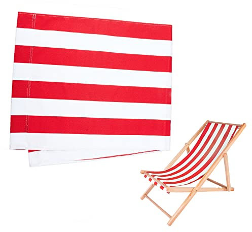 PH PandaHall Stuhl Ersatz Stoff, 44 x 17 Zoll Lounge Stuhl Tuch Lange Strandstuhl Tuch Klappstuhl Rot und Weiß Gestreiftes Oxford Canvas Stuhl Zubehör für Sonnenliege Pool Sonnenbaden Garten