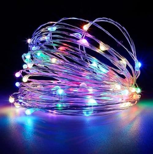 Party Rainbow 1Pcs Fairy Lights Copper USB Plug in, 2m 20 LED RGB Colour 8 Modes Copper Wire String Lights Remote Timer, Rainbow Twinkle Firefly Lights for Bedroom Party Night Room Decorations