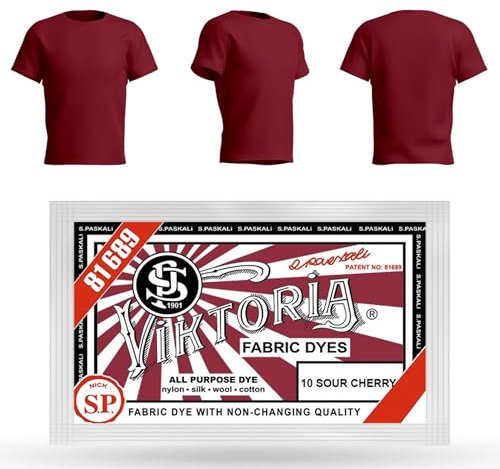 HOPS Viktoria Textile Dye, 10g (Cherry Bruises), Machine Washable - Fabric Paints for Cotton, Linen, Silk, Wool, Viscose, Nylon, Satin, Wood, Plastic