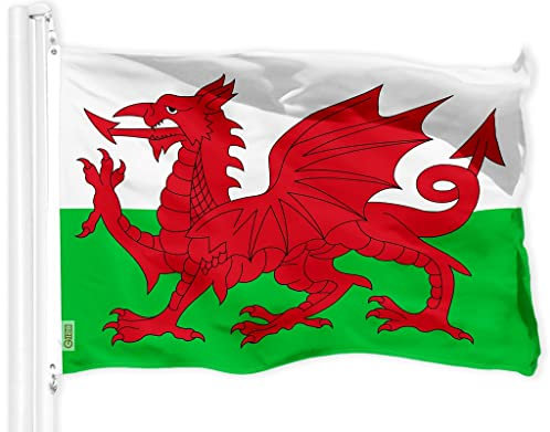 G128 Walisische Flagge von Wales, 90 x 150 cm, LiteWeave Pro Serie, bedrucktes 150D-Polyester, Länderflagge, für drinnen und draußen, lebendige Farben, Messingösen, dicker und langlebiger als 100D 75D