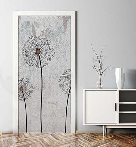 MyMaxxi - Tür bekleben mit Türtapete Türposter Türfolie Selbstklebend 90x200 Auf ins Pusteblumenfeld - Tür verschönern Türaufkleber Türklebefolie Blumen Blüte weiß