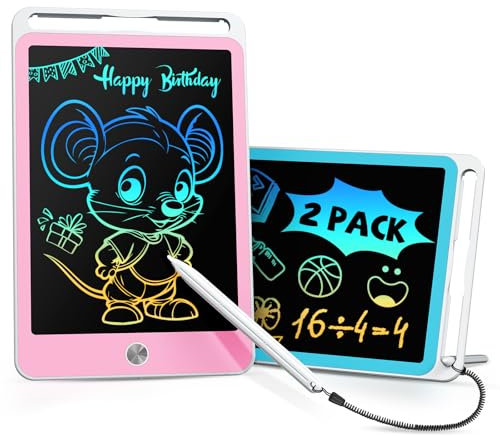 ORSEN Lot de 2 Tablette LCD 8,5 Pouces, Ardoise Magique Effaçable pour Enfants, Tableau Créatif et Jouet Éducatif, Idée Cadeau d'Anniversaire pour Garçons et Filles de 3 à 8 Ans (Blanc Bleurose)