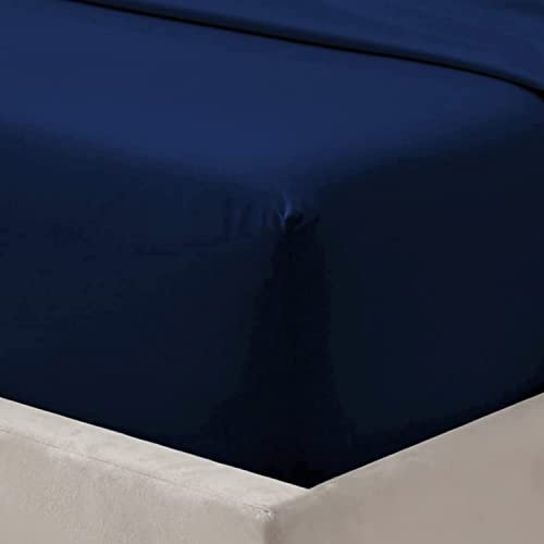 Fitted Bed Sheets 40cm 16 inch Deep Soft Comfy Microfiber Fabric with Easy care Non Iron and Discolour Resistant Navy - 4ft Small Double