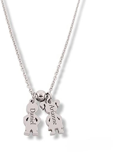 Collar con nombres personalizados, modelo PEQUES, elige tu combinación de niños, acero inoxidable, regalos día de la madre.