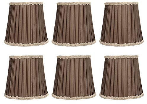 Lampenschirm E14 Klein, Kaffee Lampenschirme, 6er-Set, Wandleuchter-Schirm, kleine Uno-Fitter-Glocke-Lampenschirme für Hängelampe Tischlampe Stehlampe Ersatz