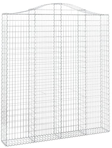 vidaXL Gabione mit Hochbogen, Steinkorb Drahtkorb, Gabionenkorb Verstärkte Gabionenhaken, Gabionenwand Gabionen Zaun, Verzinktes Eisen