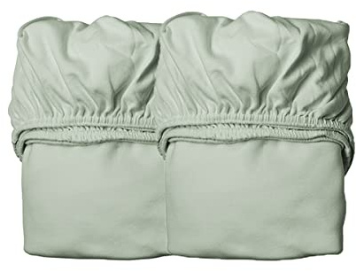 2 Stück Laken Bettücher passend für Leander Juniorbett (150 cm) und Leander Luna Bett (140 cm) - Farbe sage Green grün