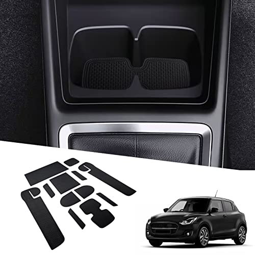 BIXUAN Swift6 kompatibel mit Suzuki Swift 6 Gen(ZC33S/13S/53S/C83S) 2017-2023 2024 Antirutschmatten Mittelkonsole Armlehne Gummimatten,Getränkehalter Matte, rutschfeste Türnaht Matten Türschlitzmatte