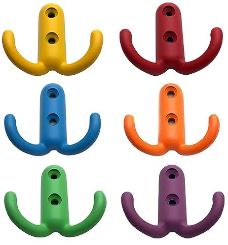Belvanr Ganci Doppi per Accappatoioappendiabiti da Parete 6 Pezzi Cameretta Colorato Piccolo Tasselli Ganci Appendiabiti Doppi in Metallo Ganci Appendiabiti da Muro Ganci Muro Appendiabiti