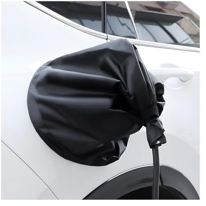 JNNJ Couverture Étanche de Voiture de Chargeur, Couverture Anti Poussière Pluie pour Chargeurs Véhicule Électrique, Housse de Protection de Adsorption Magnétique pour Prise de Charge EV(Noir)