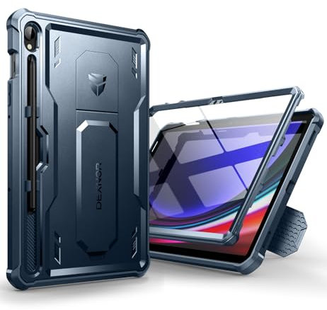 Dexnor for Samsung Galaxy Tab S9 Case, [Built in Screen Protector and Kickstand] Heavy Duty Military Grade Protection Shockproof Protective Cover - Blue