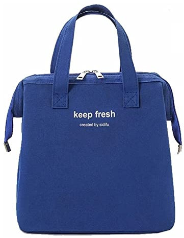 MISNODE Isolierte Lunchtasche, Einfarbiges Oxford-Gewebe, Wasserdichter Metallreißverschluss, Tragbare Lunchbox Zum Pendeln, Tragbarer Wärmeisolierter Oxford-Gewebebehälter, für (Königsblau)