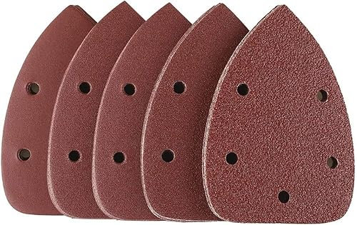 MOLENCO 50 Stück Schleifpapier Dreieckschleifer, 140x90mm Schleifdreiecke Schleifblätter, 5 Loch, Schleifpapier Klett 40 60 80 120 240 Körnung für Deltaschleifer Multischleifer, Schleifen Polieren