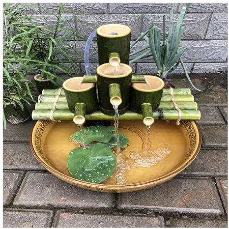 YYUINU Bambusrahmen Tropfenwagen Fließende Wasserlandschaft, Handgemachtes Hochwertiges Natürliches Bambus, Fischtank-Pool Umlaufwasserbrunnen, Aquarium Bonsai-Sauerstoff-Zirkulationsfilter,85CM