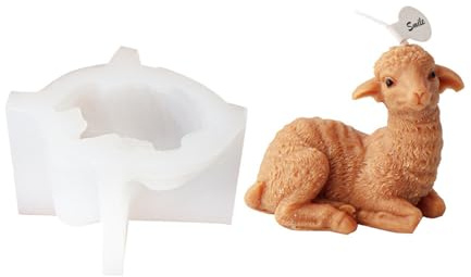 Xidmold Schaf Kerzenform Silikon, 3D Tier Schaf Silikonform für Fondant, Sojawachs Kerzen, Seife, Epoxidharz, Gips, Handwerk (A)