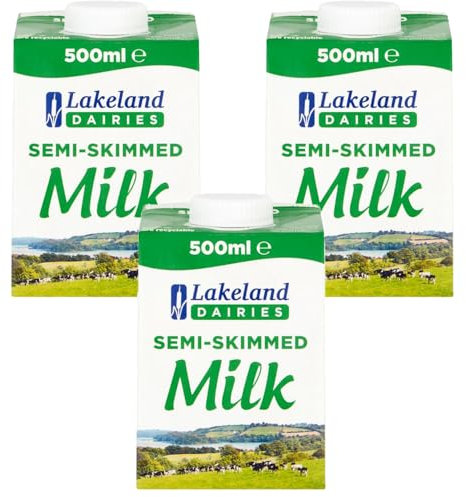 Welari UHT Semi-skimmed Milk 500ml x3, Low Fat 1.5% Long Shelf Life Calcium Vegetarian Dairy Drink Screw Top Catering Pantry compatible with lakeland dairy milk pot | (3pack) (1500ml)