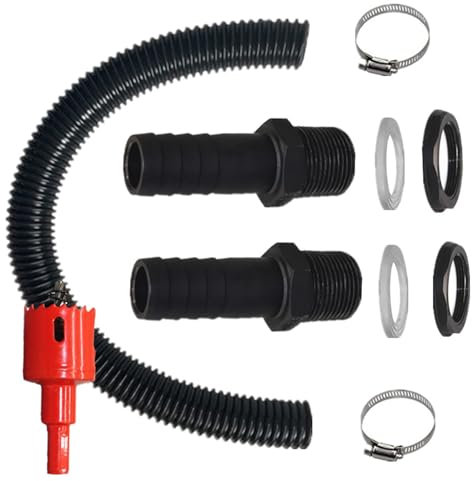 Water Butt Connector Kit, 25mm Flex Connection, 50 cm Conection Hose, 2 Rubber Seal and 2 Hose Clamps, Rain Butts Connector for Fittings Joining 2 Tanks, Butts, Rain Barrels Together