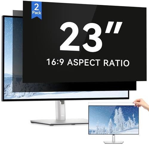 IPROKKO [2 Pack 23 Inch Computer Privacy Screen Filter, Removable Anti Glare Blue Light Scratch Protector Film for 23inch Computer 16:9 Widescreen Monitor, Anti Spy Security Protector Shield
