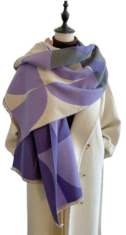 GLYLFQZJ Sciarpa da Donna di Lusso Design Doppio Lato Imitazione Cashmere Calda Invernale - Viola