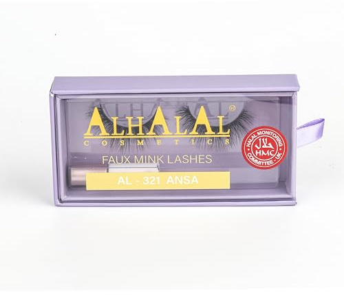 Alhalal Cosmetics künstliche Wimpern (1 Paar): Leicht, strapazierfähig und wiederverwendbar, einfach anzubringen und sanft zu den Augen. (AL-321-ANSA)