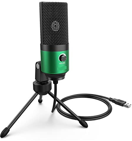 Microphone Fifine Metal USB Condenser Recording Microphone for Laptop Cardioid Studio Recording Vocals Voice Over,Video-K669 Suitable for Anchor, Dubbing Studio, Recording, st (Color : Green