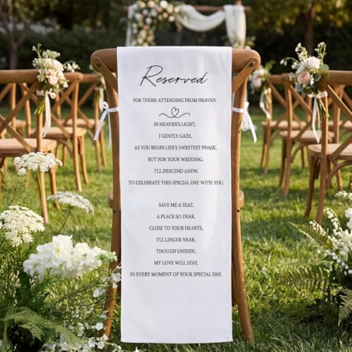 HunnmingRe Schild mit Aufschrift Reserved Wedding Chair, Banner in Loving Memory Reserved, Schilder für Hochzeit mit Liebe vom Himmel, Baumwollleinen, 38,1 x 127,7 cm, Save a Seat for Someone in