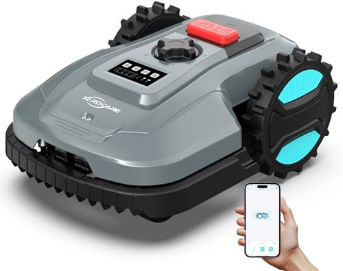 YARDCARE E400 Robot Tondeuse avec Contrôle Via App,Jusqu'à 400 m²,Tondeuse Robot Gazon avec Capteur De Pluie, Système IPX5, Fonction De Recharge Automatique, Largeur De Coupe De 18 cm